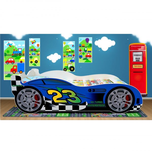 toddler racing car bed blue