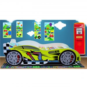 racing car bed lime