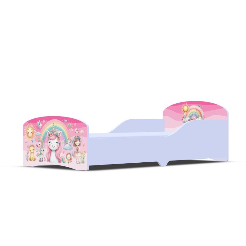 PINK RAINBOW UNICORNS Girls Toddler Bed + Mattress - Image 4